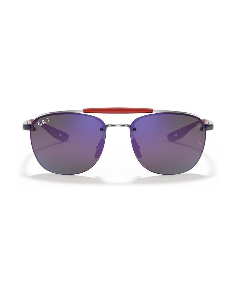 Men's Polarized Sunglasses RB3662M Scuderia Ferrari Collection 59 SILVER/GREY MIR BLUE POLAR $54.60 Mens