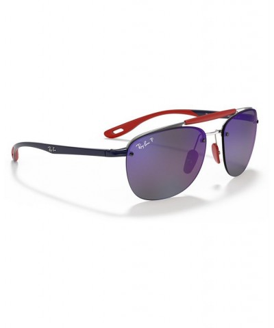 Men's Polarized Sunglasses RB3662M Scuderia Ferrari Collection 59 SILVER/GREY MIR BLUE POLAR $54.60 Mens