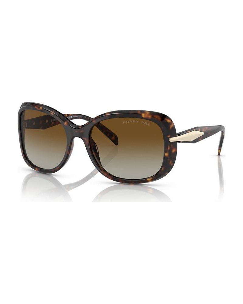 Women's Polarized Low Bridge Fit Sunglasses PR 04ZSF58-YP Tortoise $96.46 Womens