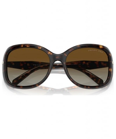 Women's Polarized Low Bridge Fit Sunglasses PR 04ZSF58-YP Tortoise $96.46 Womens