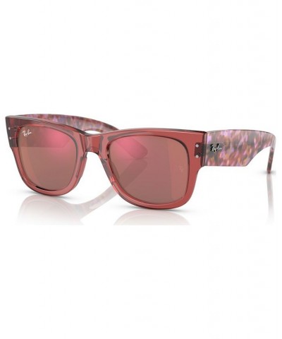 Mega Wayfarer 52 Unisex Low Bridge Fit Sunglasses Transparent Pink $43.78 Unisex