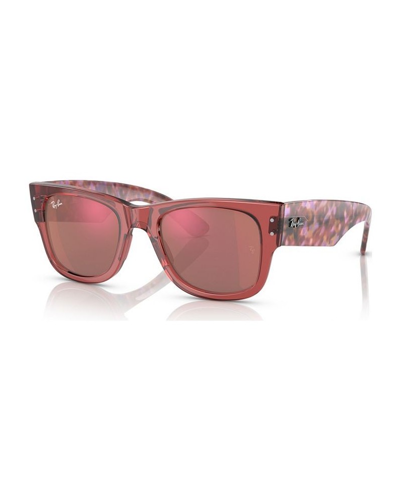 Mega Wayfarer 52 Unisex Low Bridge Fit Sunglasses Transparent Pink $43.78 Unisex