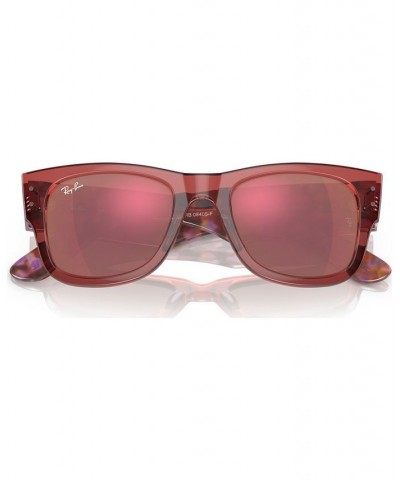 Mega Wayfarer 52 Unisex Low Bridge Fit Sunglasses Transparent Pink $43.78 Unisex