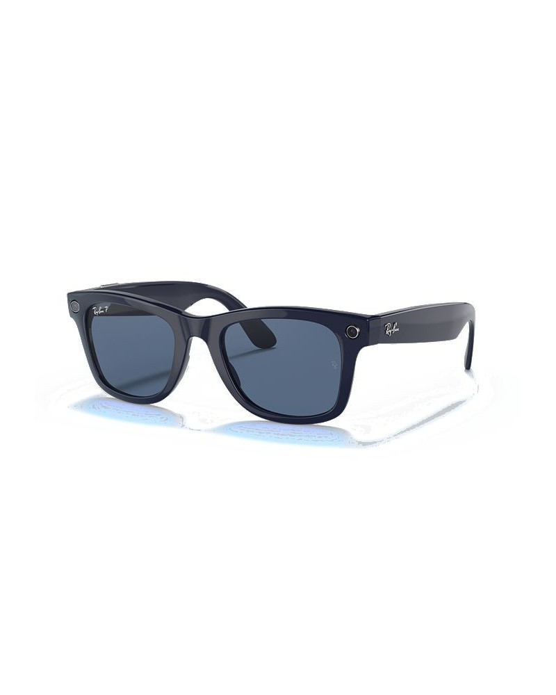 Stories Polarized Wayfarer Large Smart Glasses Shiny Blue $32.90 Unisex