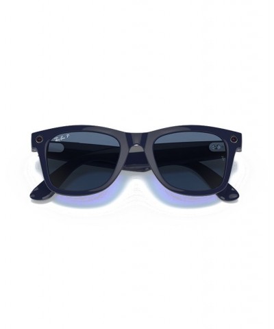 Stories Polarized Wayfarer Large Smart Glasses Shiny Blue $32.90 Unisex